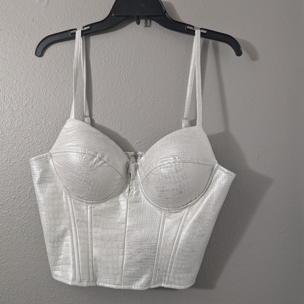 Say What Snakeskin Corset Crop Top